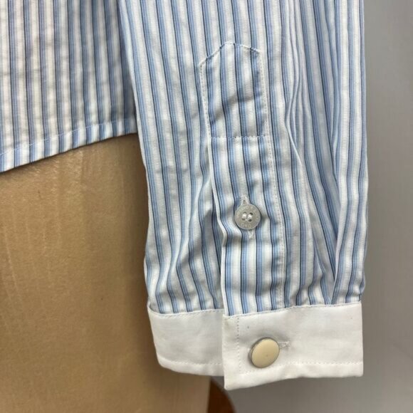 Dolce & Gabbana Women's 44 IT Medium US Blue White Button Up Shirt Top Preppy - Picture 4 of 16